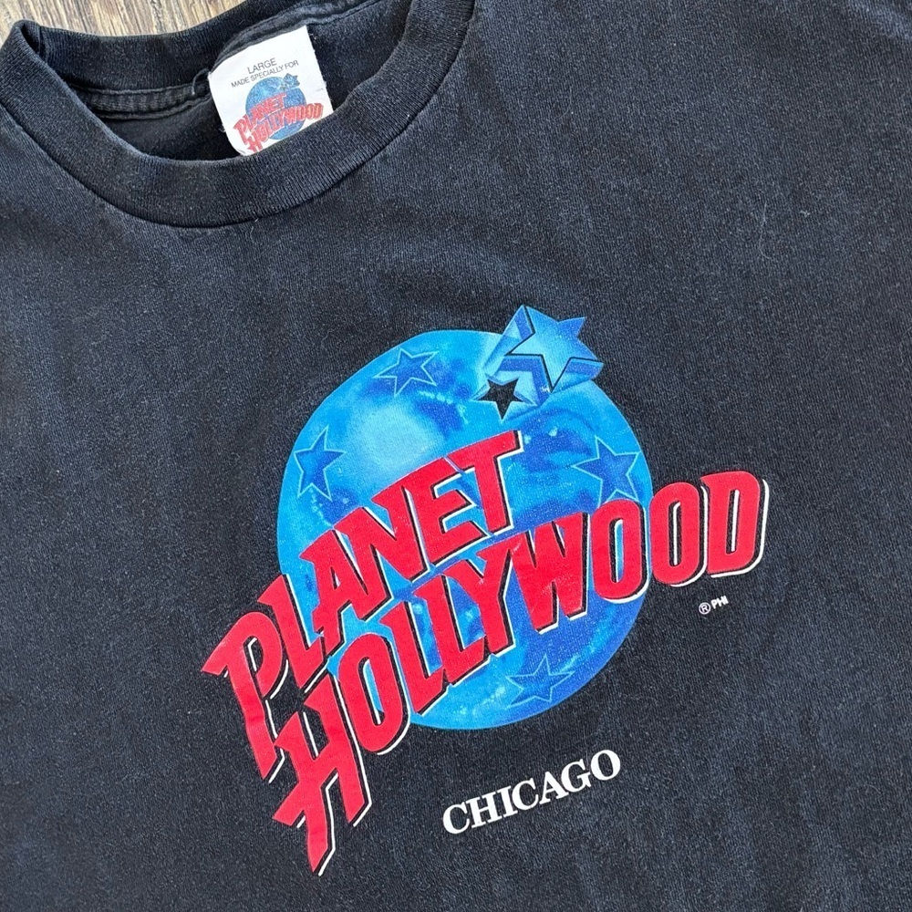 Vtg 90s Planet Hollywood Chicago Tee Shirt Mens Lg Black Single Stitch USA Made - Picture 7 of 7